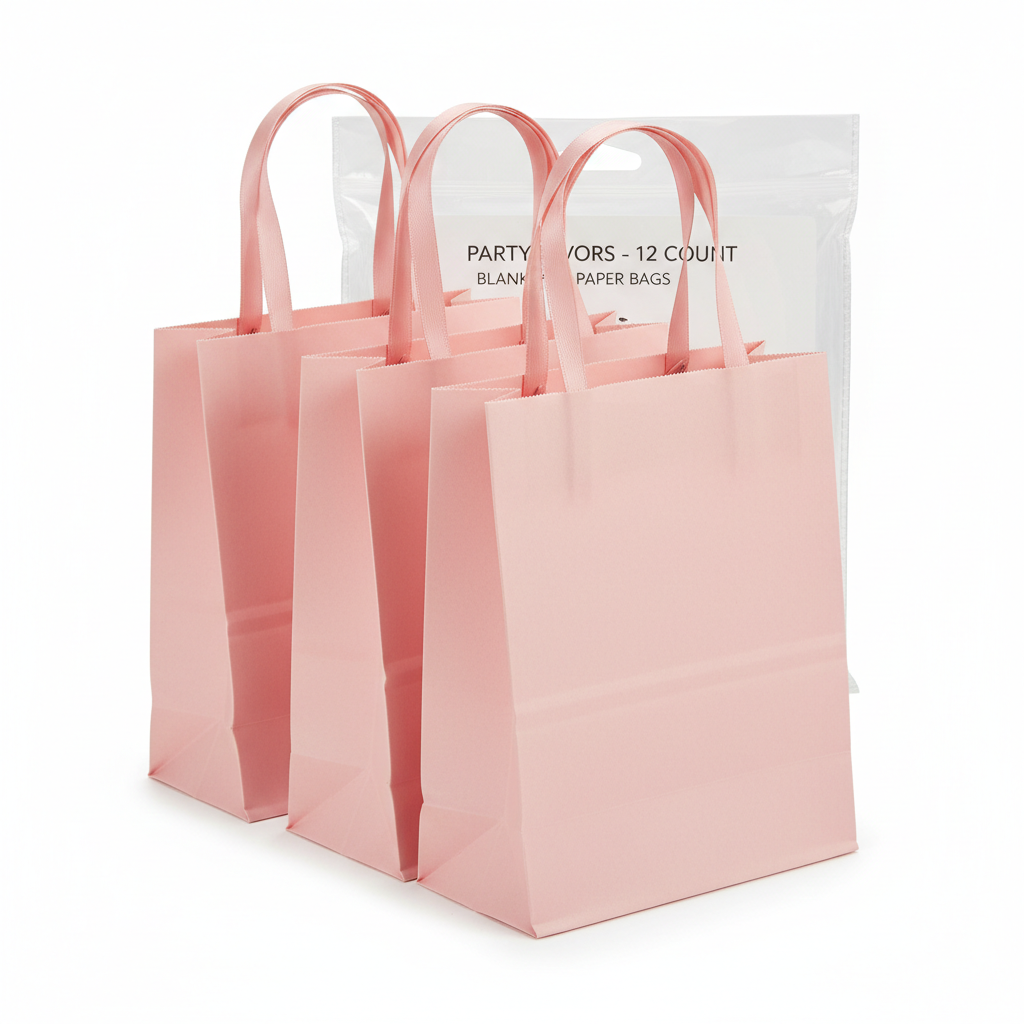 Pink Paper Favor Bags - 12 Count