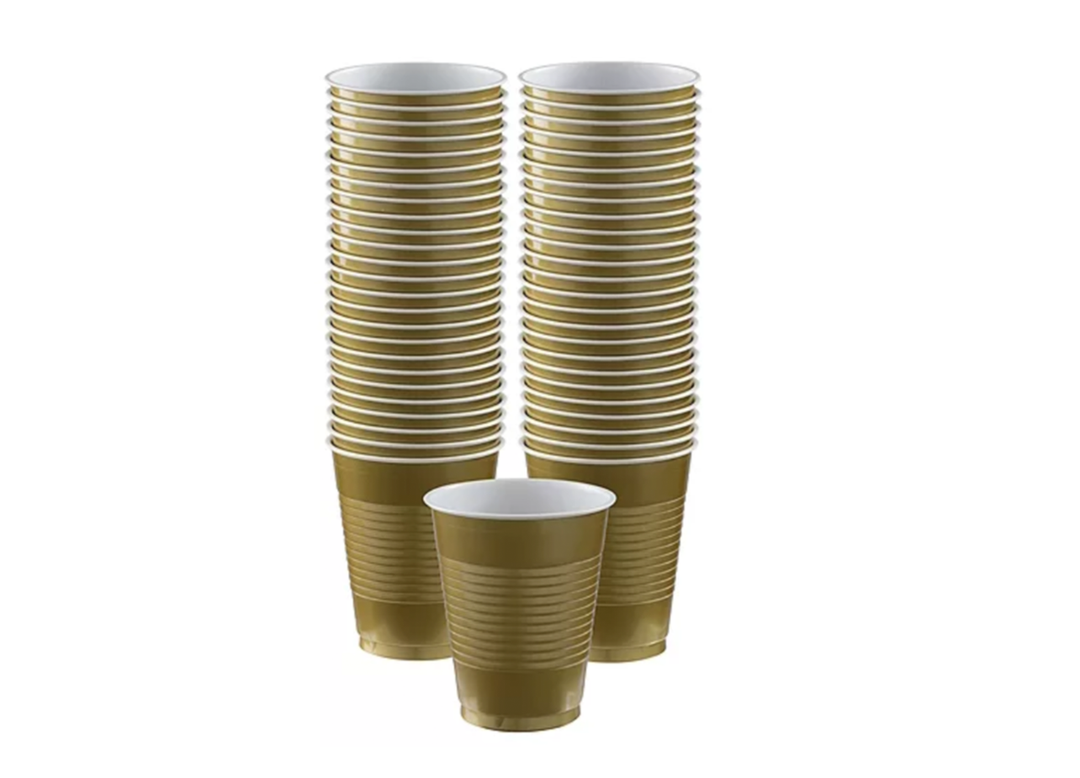 Gold Disposable Plastic Cups, 50ct