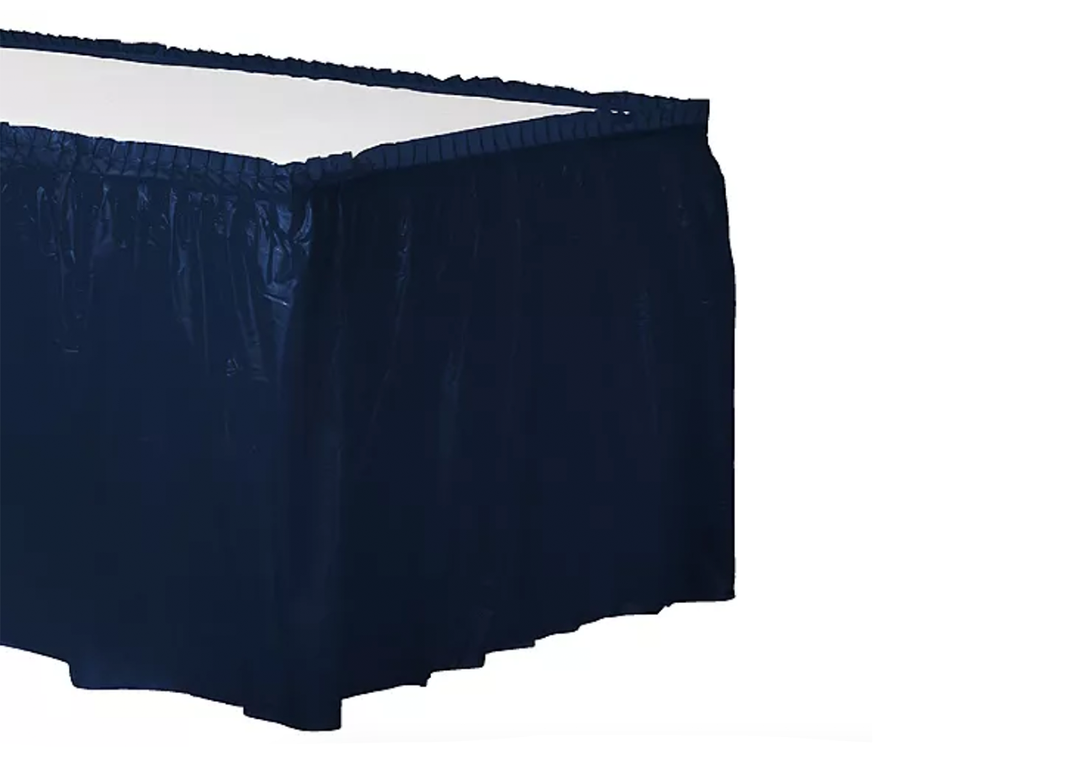 Navy Plastic Table Skirt