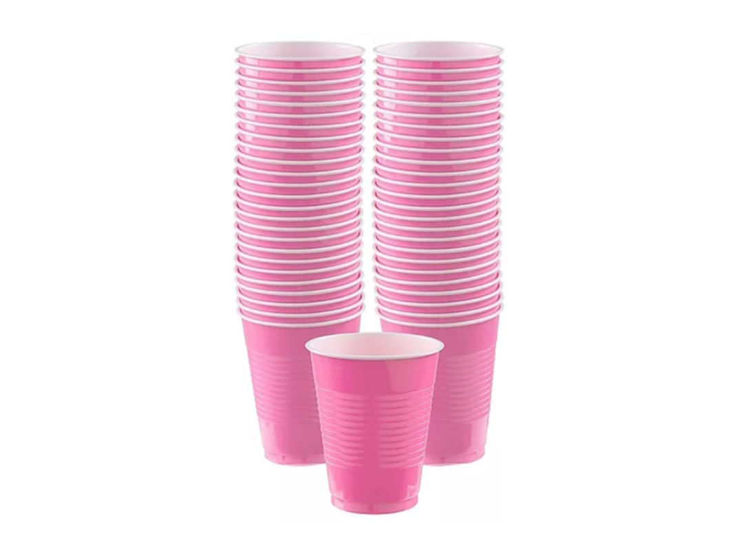 Pink Disposable Plastic Cups, 50ct