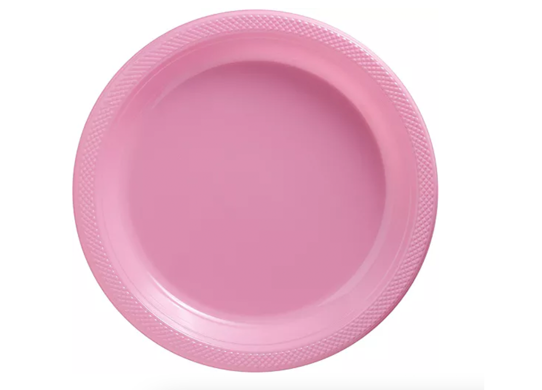 Pink Dinner Plastic Plates 10.25in