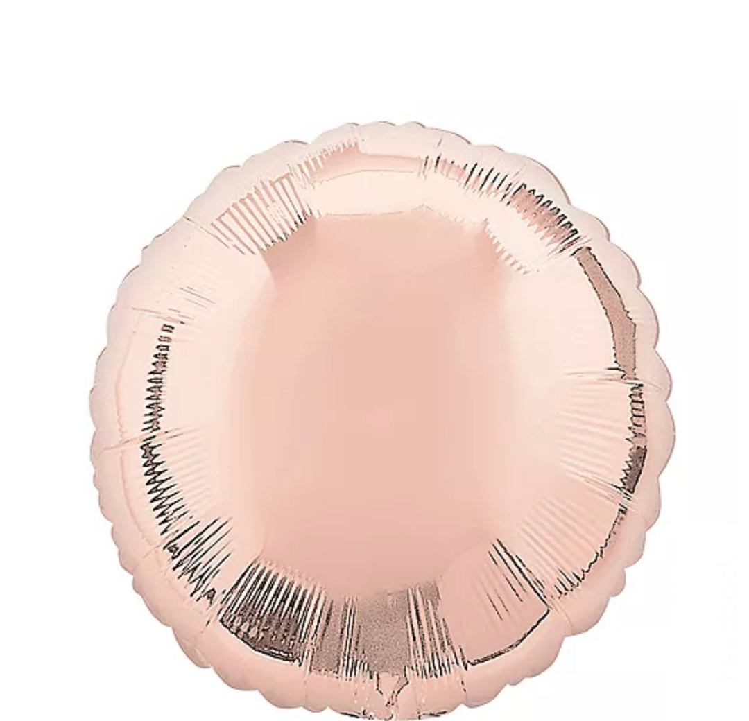 18" Metallic Rose Gold Circle Foil Balloon  (1 COUNT)
